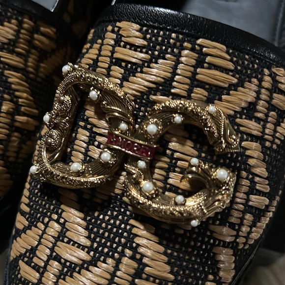 Dolce & Gabbana Braided Raffia Espadrilles With Dg Amore Logo - Picture 5 of 12